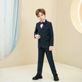 Load image into Gallery viewer, Navy Plaid Elegant 5 Piece Boys Suits