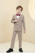 Charger l'image dans la visionneuse de la galerie, Khaki Striped Modern 5 Piece Boy's Formal Suits