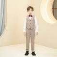 Gallery viewerに画像を読み込む, Khaki Striped Modern 4 Piece Boy's Formal Suits