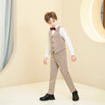 Charger l'image dans la visionneuse de la galerie, Khaki Striped Modern 5 Piece Boy's Formal Suits