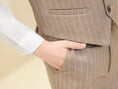 Gallery viewerに画像を読み込む, Khaki Striped Modern 4 Piece Boy's Formal Suits
