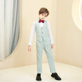 Load image into Gallery viewer, Mint Green Plaid Elegant Formal 4 Piece Boys Suits