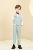Load image into Gallery viewer, Mint Green Plaid Elegant Formal 4 Piece Boys Suits