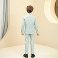 Cargar la imagen en la vista de la galería, Mint Green Plaid Elegant Formal 5 Piece Boys Suits
