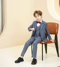 Charger l'image dans la visionneuse de la galerie, Blue and White Plaid Elegant 5 Piece Boys Suits