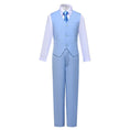 Load image into Gallery viewer, Light Blue Formal Classic 4 Piece Boy's Formal Suits With Vest+Pants+Shirt+Tie