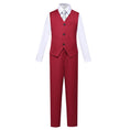 Load image into Gallery viewer, Burgundy Custom Fit Slim 4 Piece Boy's Formal Suits With Vest+Pants+Shirt+Tie