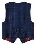 Load image into Gallery viewer, Navy Plaid 2 Piece Kids Boys' Vest and Pants Dress Suits Set