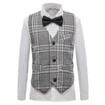 Load image into Gallery viewer, Grey and White Plaid Elegant Formal 5 Piece Boys Suits