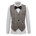 Load image into Gallery viewer, Grey and Brown Plaid Elegant Formal 5 Piece Boys Suits