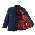 Gallery viewerに画像を読み込む, Blue Plaid Elegant Formal 4 Piece Boys Suits With Jacket+Pants+Shirt+Tie
