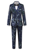 Cargar la imagen en la vista de la galería, Blue Unique Patterned Party Banquet 5 Piece Boys Suits