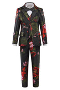 Load image into Gallery viewer, Black Unique Patterned Party Banquet 5 Piece Boys Suits