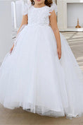 Load image into Gallery viewer, Lace Applique Tulle Flower Girl Dress for Wedding Princess Pageant Party Gown