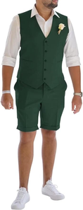 Load image into Gallery viewer, Men's Linen Summer Suits 2 Piece Causal Suits Vest and Shorts Tailored Fit 2025
