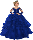 Load image into Gallery viewer, Long Sleeve Flower Girl Dresses Lace Applique Princess Ruffles Tulle Party Gown