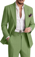 Load image into Gallery viewer, Men's Linen Suit Two-Piece Casual Suit Beach Wedding Party Blazer Pants Set