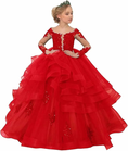Load image into Gallery viewer, Long Sleeve Flower Girl Dresses Lace Applique Princess Ruffles Tulle Party Gown