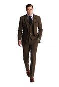 Load image into Gallery viewer, Retro Slim Fit Herringbone Groom Tuxedos 3 Piece Men's Suits