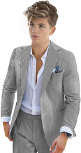 Load image into Gallery viewer, Boys Seersucker Suit 2 Piece Tuxedo for Boys Striped Blazer Pants