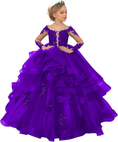 Load image into Gallery viewer, Long Sleeve Flower Girl Dresses Lace Applique Princess Ruffles Tulle Party Gown