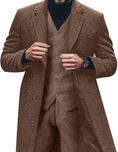 Load image into Gallery viewer, Retro Tweed Herringbone Long Blazer 3 Pieces Mens Suits 3690