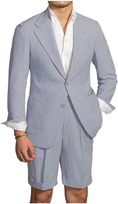 Charger l'image dans la visionneuse de la galerie, Casual Summer Lightweight Seersucker Suit Shorts Mens Set