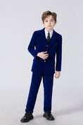 Cargar la imagen en la vista de la galería, Royal Blue Velvet 5 Piece Boy's Formal Boys Suits