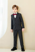 Charger l'image dans la visionneuse de la galerie, Black Plaid Elegant 5 Piece Boys Suits