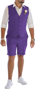 Load image into Gallery viewer, Men's Linen Summer Suits 2 Piece Causal Suits Vest and Shorts Tailored Fit 2025