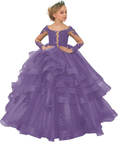 Load image into Gallery viewer, Long Sleeve Flower Girl Dresses Lace Applique Princess Ruffles Tulle Party Gown