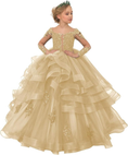 Load image into Gallery viewer, Long Sleeve Flower Girl Dresses Lace Applique Princess Ruffles Tulle Party Gown