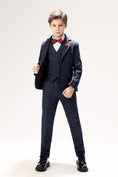 Load image into Gallery viewer, Plaid Woolen Elegant 5 Piece Boys Suits
