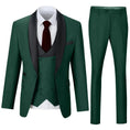 Load image into Gallery viewer, Green shawl collar 3 piece men's suit with tailored blazer, vest, and trousers – elegant wedding attire