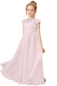 Cargar la imagen en la vista de la galería, Flower Girl Dresses Applique Tulle Pageant Princess Gown