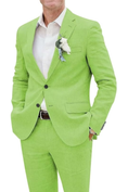Load image into Gallery viewer, Summer Casual Slim Fit Jacket Pant 2 Piece Linen Men Suits