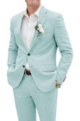 Load image into Gallery viewer, Summer Casual Slim Fit Jacket Pant 2 Piece Linen Men Suits