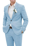 Load image into Gallery viewer, Summer Casual Slim Fit Jacket Pant 2 Piece Linen Men Suits