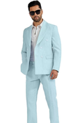 Bild in Galerie-Betrachter laden, Seersucker Striped Double Breasted Blazer Pants 2 Piece Men's Summer Suit