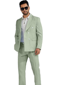 Bild in Galerie-Betrachter laden, Seersucker Striped Double Breasted Blazer Pants 2 Piece Men's Summer Suit