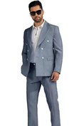 Bild in Galerie-Betrachter laden, Seersucker Striped Double Breasted Blazer Pants 2 Piece Men's Summer Suit