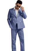 Bild in Galerie-Betrachter laden, Seersucker Striped Double Breasted Blazer Pants 2 Piece Men's Summer Suit