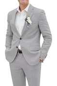 Load image into Gallery viewer, Summer Casual Slim Fit Jacket Pant 2 Piece Linen Men Suits