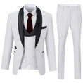 Load image into Gallery viewer, Men's white 3 piece suit with shawl collar blazer and slim trousers – elegant formal look