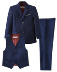 Cargar la imagen en la vista de la galería, Navy 3 Piece Kids Boys' Formal Blazer Vest and Pants Dress Suits Set