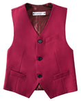 Cargar la imagen en la vista de la galería, Burgundy 3 Piece Kids Boys' Formal Blazer Vest and Pants Dress Suits Set