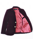 Load image into Gallery viewer, Burgundy Boys Bids Fit Single-Breasted Velvet Blazer