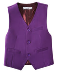Load image into Gallery viewer, Purple 4 Piece Boys' Formal Suit Set with Vest Pants Dress Shirt and Tie BS46