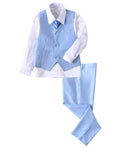 Load image into Gallery viewer, Light Blue 4 Piece Boys' Formal Suit Set with Vest Pants Dress Shirt and Tie BS42