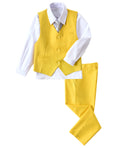 Load image into Gallery viewer, Yellow 4 Piece Boys' Formal Suit Set with Vest Pants Dress Shirt and Tie BS51